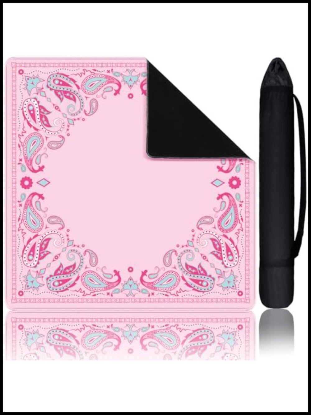 Paisley Mahjong Mat with Black Carrying Bag, Rubber Non-Slip